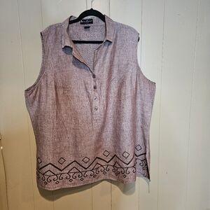 Mercer & Madison Sleeveless Top, Womens, Size 3, Beige, Button-down, Grsndmacore